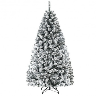 6 Ft Snow Flocked Hinged Artificial Christmas Tree (Cm22067)
