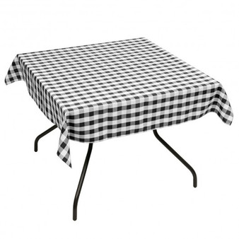 Black 10 Pcs 52" X 52" Square Polyester Plaid Dinner Tablecloth- (Ht1061Bk)