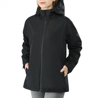 Black Women'S Waterproof & Windproof Rain Jacket With Velcro Cuff-L (Gm21901008Bk-L)