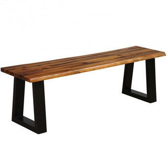 Acacia Wood Metal Legs Solid Acacia Wood Patio Bench Dining Bench Seating Chair (Hw63367)