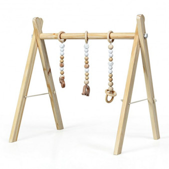 Natural 3 Wooden Baby Teething Toys Hanging Bar- (Bb5494Na)