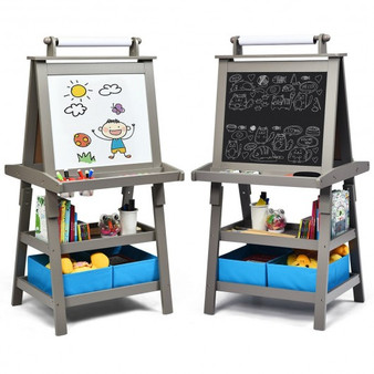Gray 3 In 1 Double-Sided Storage Art Easel- (Ty327442Hs)