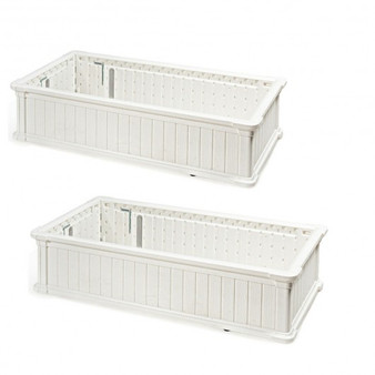 White 2 Pcs Raised Garden Rectangle Plant Box- (Op70321Wh-2)