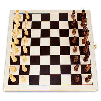 14In Natural Wooden Folding Chess Game With Staunton Pieces GGAM-101