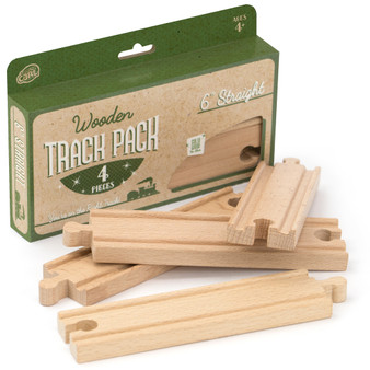 6' Straight Wooden Train Tracks, 4-Pack TCON-04