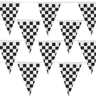 Black & White Checker 100 Foot Pennant Stringer W/48 Flags MPAR-102