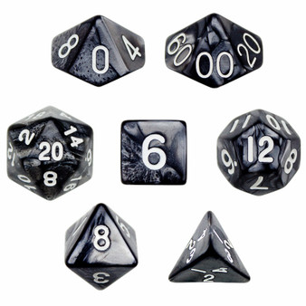 7 Die Polyhedral Dice Set In Velvet Pouch - Smoke GDIC-1120