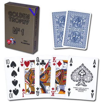 Modiano Golden Trophy Poker Playing Cards - Blue GMOD-809