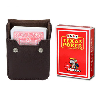 Red Modiano Texas, Poker-Jumbo Cards W/ Leather Case GMOD-824.GPLA-301