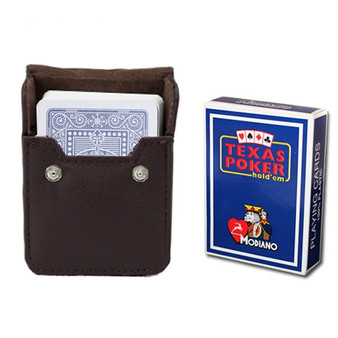Blue Modiano Texas, Poker-Jumbo Cards W/ Leather Case GMOD-825.GPLA-301