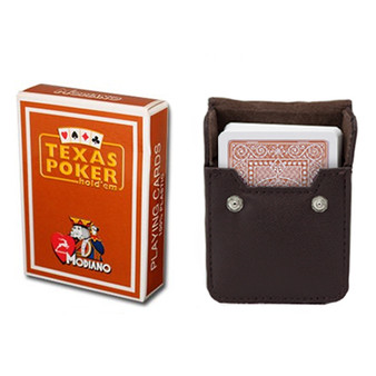 Brown Modiano Texas, Poker-Jumbo Cards W/ Leather Case GMOD-828.GPLA-301