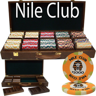 500 Ct Standard Breakout Nile Club Chip Set - Walnut Case CSNI-500W