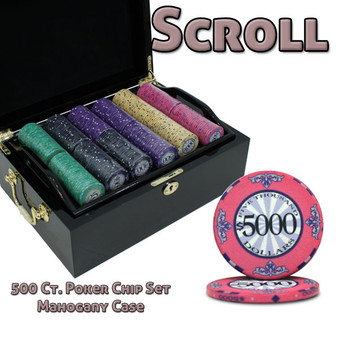 500 Ct Standard Breakout Scroll Chip Set - Mahogany Case CSSC-500M