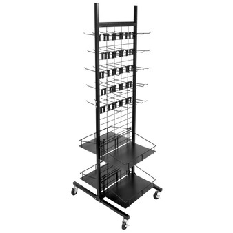 Rolling Display Rack, 50 Hooks, 4 Shelves RFIX-001
