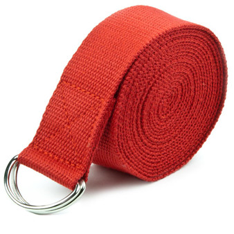 Red 10' Extra-Long Cotton Yoga Strap With Metal D-Ring SYOG-454