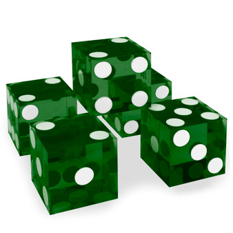 (5) New Green 19Mm Grd A Precision Dice W/Matching Serial #S GUSP-602