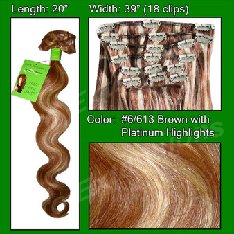 #6/613 Chestnut Brown W/ Platinum Highlights - Body Wave PRBD-20-6613