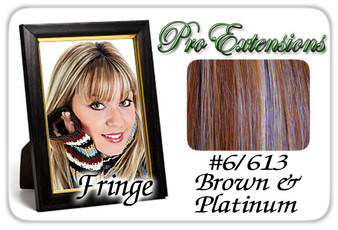 #6/613 Chestnut Brown & Platinum Highlights Clip In Bangs PRFR-6613