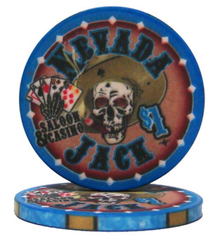 Roll Of 25 - $1 Nevada Jack 10 Gram Ceramic Poker Chip CPNJ-$1*25
