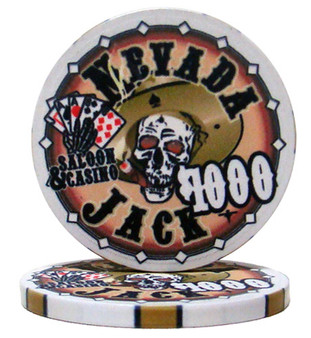 Roll Of 25 - $1000 Nevada Jack 10 Gram Ceramic Poker Chip CPNJ-$1000*25