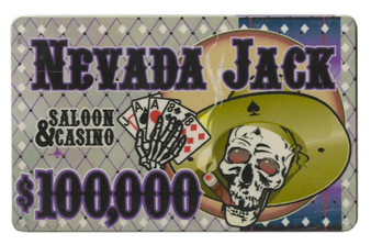 Roll Of 25 - $100,000 Nevada Jack 40 Gram Ceramic Poker Plaque CPNJ-$100000*25