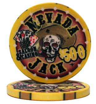 Roll Of 25 - $500 Nevada Jack 10 Gram Ceramic Poker Chip CPNJ-$500*25