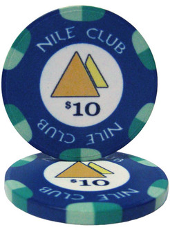 Roll Of 25 - $10 Nile Club 10 Gram Ceramic Poker Chip CPNI-$10*25
