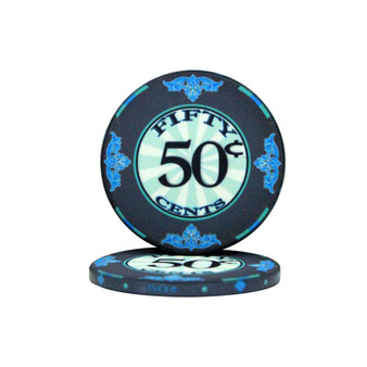 Roll Of 25 - .50&Cent; (Cent) Scroll 10 Gram Ceramic Poker C CPSC-50c*25