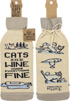 100974 Bottle Cover - Cats And Wine - Set Of 6 (Pack Of 4)