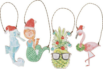 100431 Xmas Ornament Set - Tropical - Set Of 4