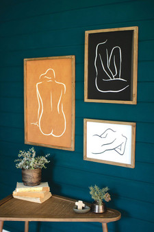 Decorative Set Of Three Framed Nude Prints Under Glass