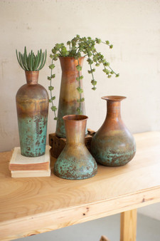 Toned Copper Vases Four Set Two
