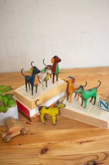 Decorative Set Of Six Recycled Metal Dogs