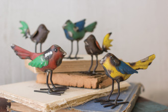 Decorative Set Of 5 Recycled Metal Birds