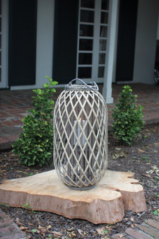 Large Grey Willow Lantern With Glass