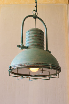 Pendant Light With Glass And Wire Cage