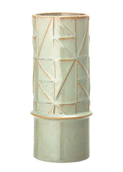 Green Glazed Ceramic Cylinder Vase (Bundle Of 2)