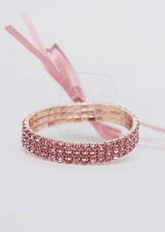 Rose Gold Rhinestone Corsage Wristlet Bracelet - .5" Wide (Bundle Of 4)