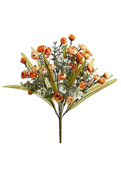 Orange Fake Mini Ranunculus And Euc Bush (Bundle Of 3)