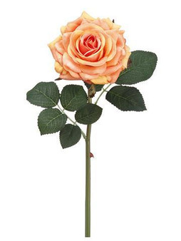 Real Touch Rose Stem In Peach - 14" Tall