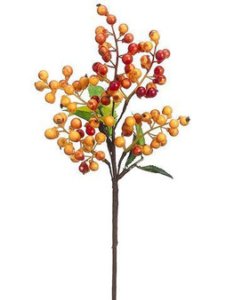 Orange And Red Fake Fall Berry Pick - 14" (Bundle Of 3)