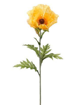 Golden Yellow Silk Poppy Flower (Bundle Of 3)