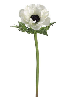 Anemone Silk Flower In Cream With Black Center - 17" (Bundle Of 2)