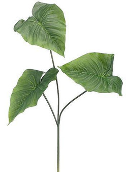 Tropical Anthurium Fake Leaves In Green - 28" Tall