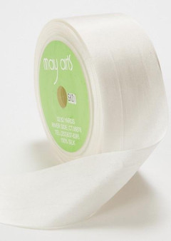 Soft 100% Silk Ribbon In White - 1.25" Wide X 32 Yd