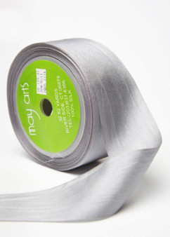 Soft 100% Silk Ribbon In Grey - 1.25" Wide X 32 Yd
