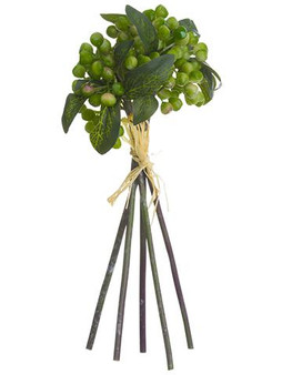 Bundle Of Artificial Berries In Green - 11" Tall