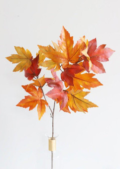 Artificial Fall Maple Leaves In Red Orange - 30" Tall