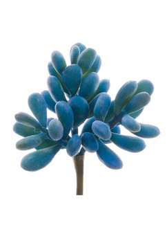 Fake Plastic Sedum Succulent Pick In Blue - 6.5" Tall (Bundle Of 2)
