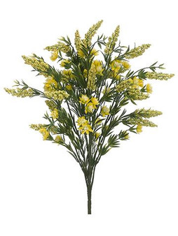 Yellow Fake Fall Flowers Heather Wildflower Bush (Bundle Of 3)